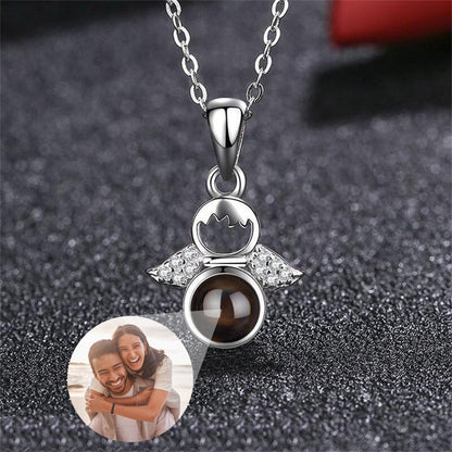 Personalized Photo Projection Necklace, Angel Necklace