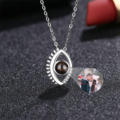 Gepersonaliseerde foto projectie ketting, Evil Eye ketting met diamanten