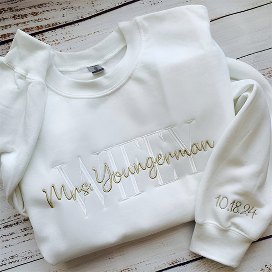 Personalized Future Mrs Embroidered Sweatshirt, Bride Sweatshirt, Gift for Her