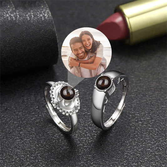 Bague de projection photo personnalisée, cadeau pour couple