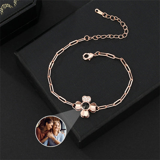 Custom Four Leaf Clover Photo Projection Bracelet