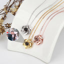 Gepersonaliseerde foto projectie ketting met diamant bloem