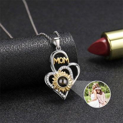 Collier de Projection Tournesol Coeur Personnalisé pour Maman