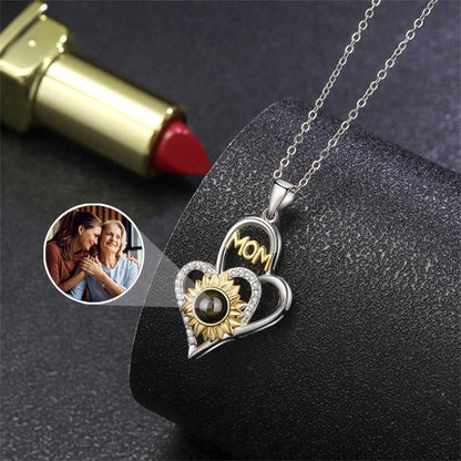 Collier de Projection Tournesol Coeur Personnalisé pour Maman