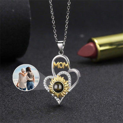 Collier de Projection Tournesol Coeur Personnalisé pour Maman