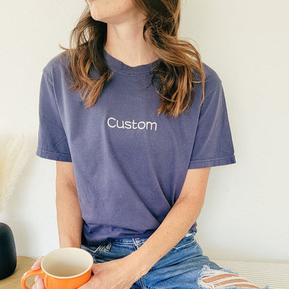 Personalized Embroidered Colors Text T-Shirt