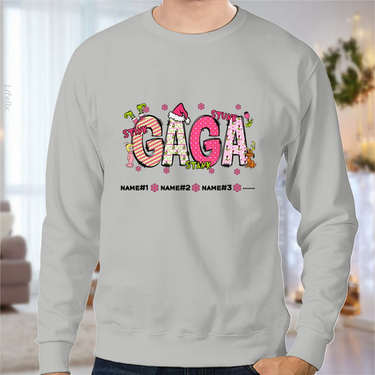 Christmas Gaga & Kids Name Sweatshirt By @Chetan_Art