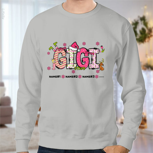 Christmas Gigi & Kids Name Sweatshirt By @Chetan_Art