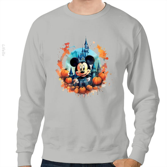 Mickey avec des citrouilles d'Halloween au château Sweat-shirt par @Cyberwerior