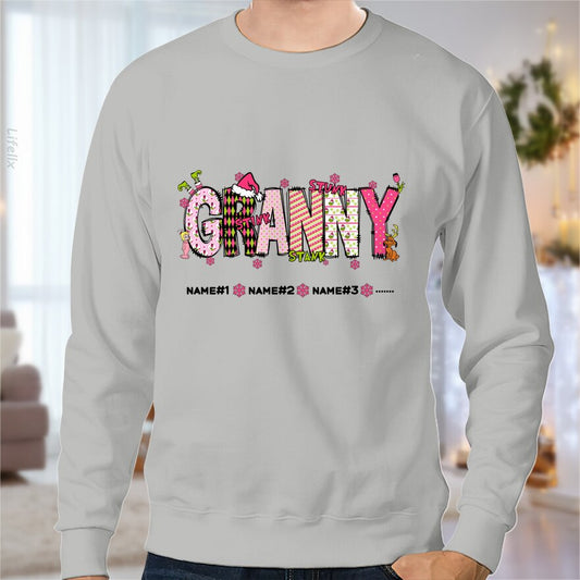 Christmas Granny & Kids Name Sweatshirt By @Chetan_Art