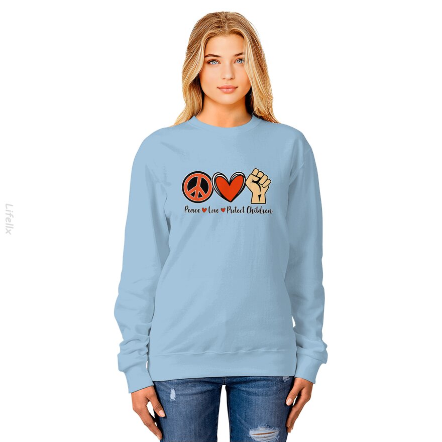 Protect Our Kids End Guns Violence Orange Peace sign Sweatshirt By @Breez