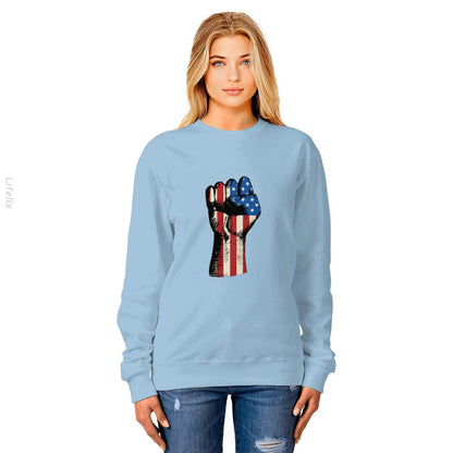 Fist Pump American Flag Tough Strong America First Sweatshirt By @Breez