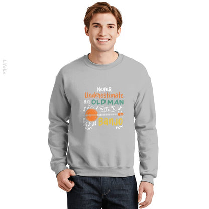 Banjo Player Musician Old Man Grandpa Music Sweatshirt By @Breez