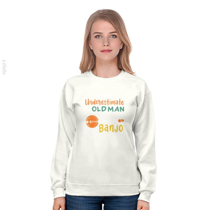 Banjo Speler Muzikant Oude Man Muziek Sweatshirt door @Breez