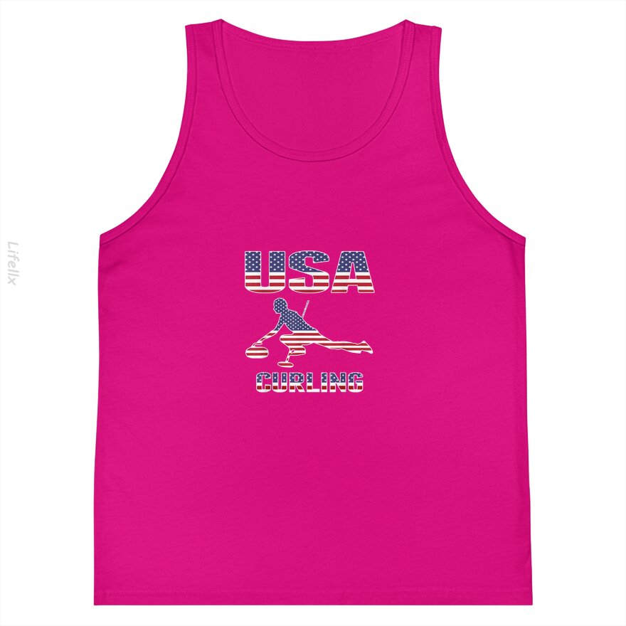 USA Team Curling Rock Winter Sport Gift Tank Top By @Breez