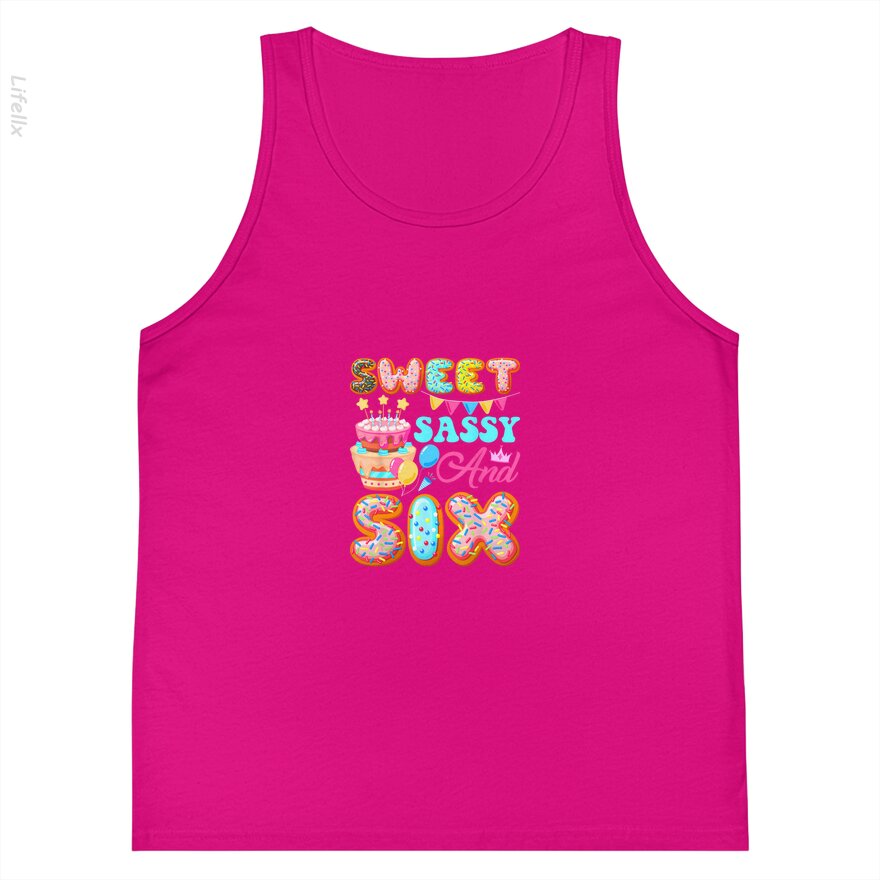 sweet sassy six 6 years old donut lover 6th birthday Tank Top By @Silviaro