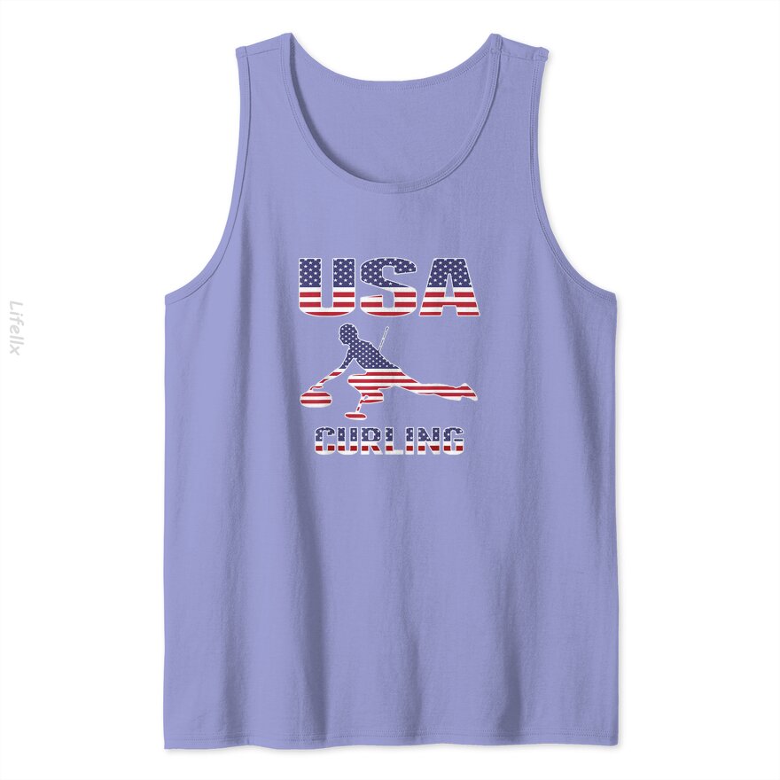 USA Team Curling Rock Winter Sport Gift Tank Top By @Breez