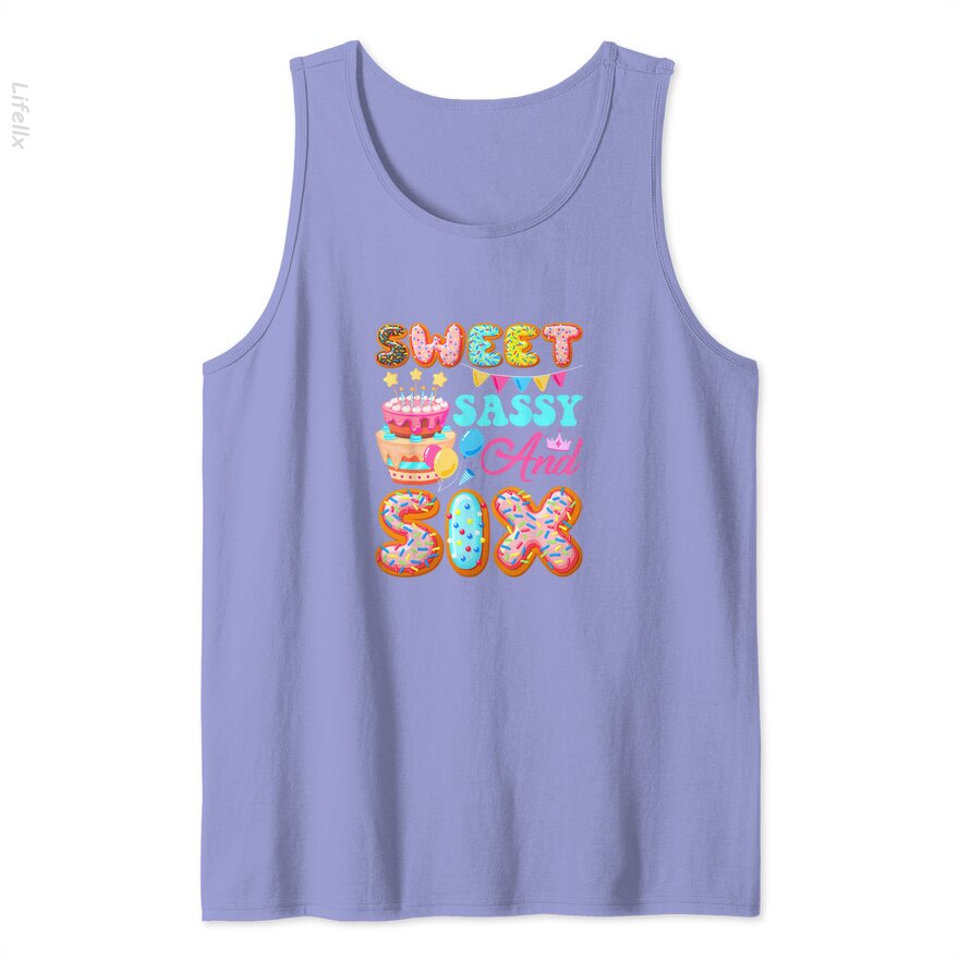 sweet sassy six 6 years old donut lover 6th birthday Tank Top By @Silviaro