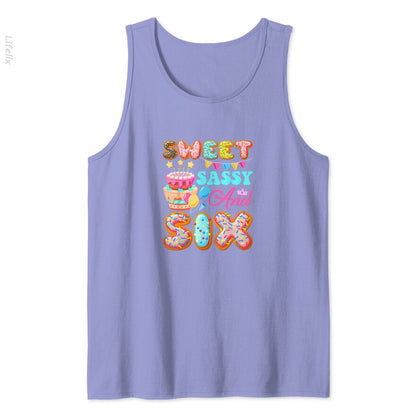 sweet sassy six 6 years old donut lover 6th birthday Tank Top By @Silviaro