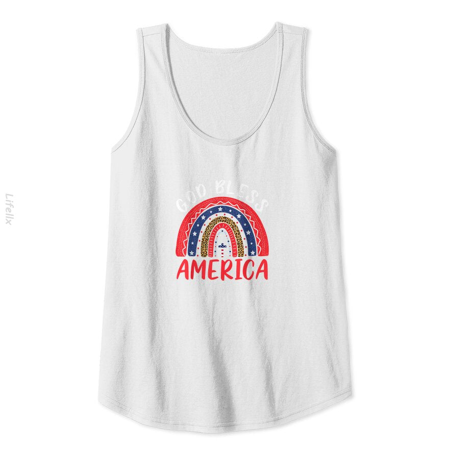 God Bless America 4th OF July Leopard USA Flag Christian Tank Tops By @Silviaro