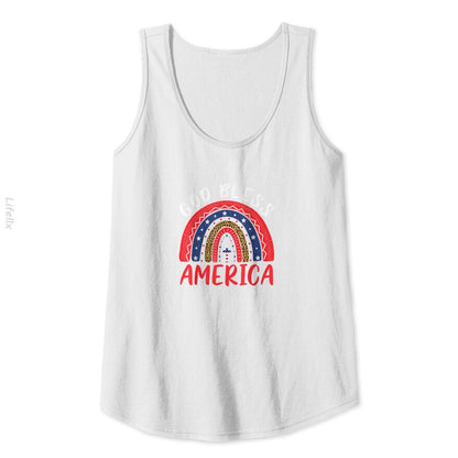 Gott Segne Amerika 4. Juli Leopard USA Flagge Christlich Tanktops von @Silviaro