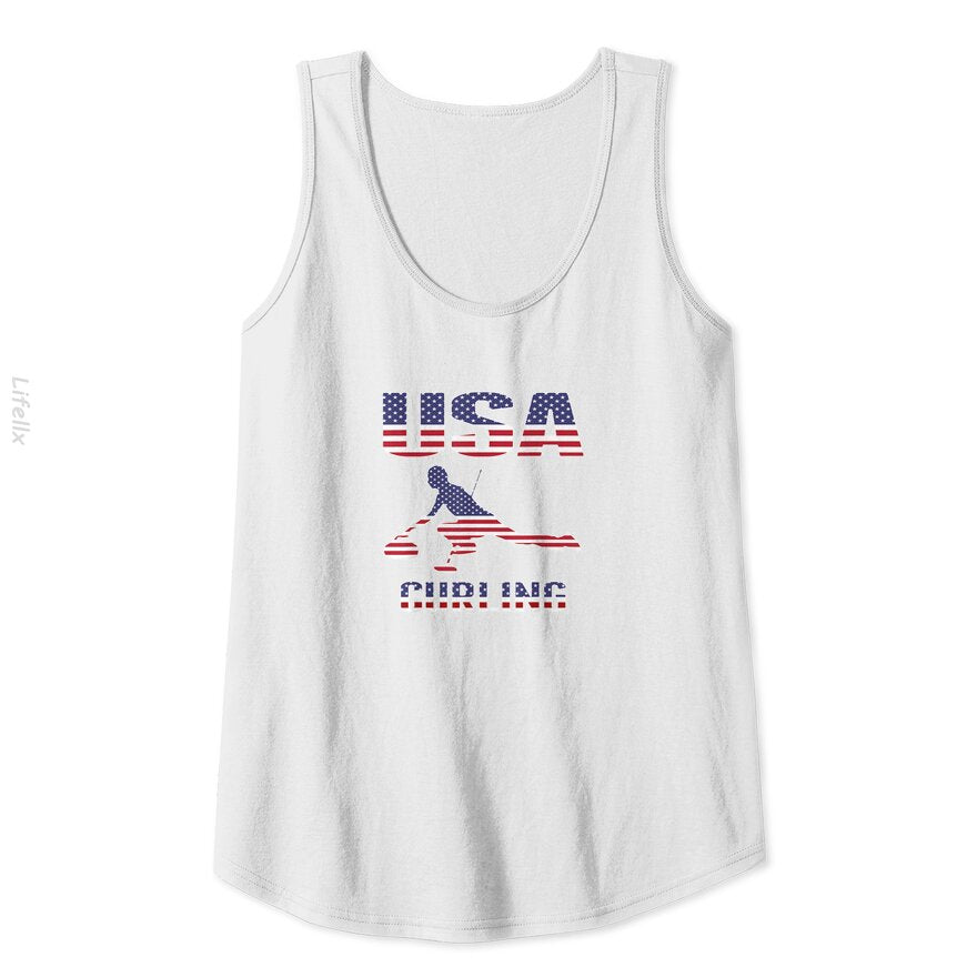 USA Team Curling Rock Winter Sport Gift Tank Top By @Breez