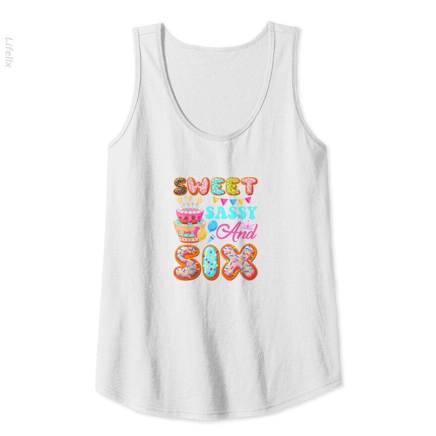 sweet sassy six 6 years old donut lover 6th birthday Tank Top By @Silviaro