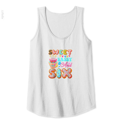 sweet sassy six 6 years old donut lover 6th birthday Tank Top By @Silviaro