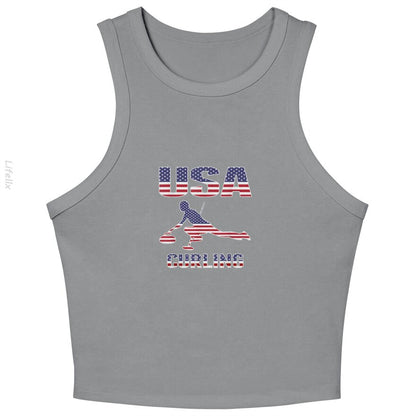 USA Team Curling Rock Winter Sport Gift Tank Top By @Breez