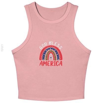 Gott Segne Amerika 4. Juli Leopard USA Flagge Christlich Tanktops von @Silviaro