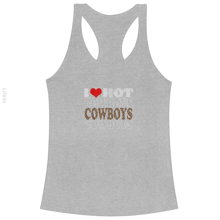 I Love Hot Cowboys Funny Leopard Plaid Tank Tops By @Breez