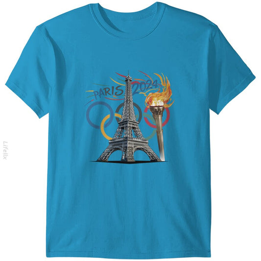 Paris 2024 Eiffel Tower Olympic Flame T-Shirt By @Luiizsfl