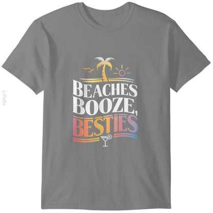 Beaches Booze & Besties Coconut Tree Summer T-Shirts By @Silviaro