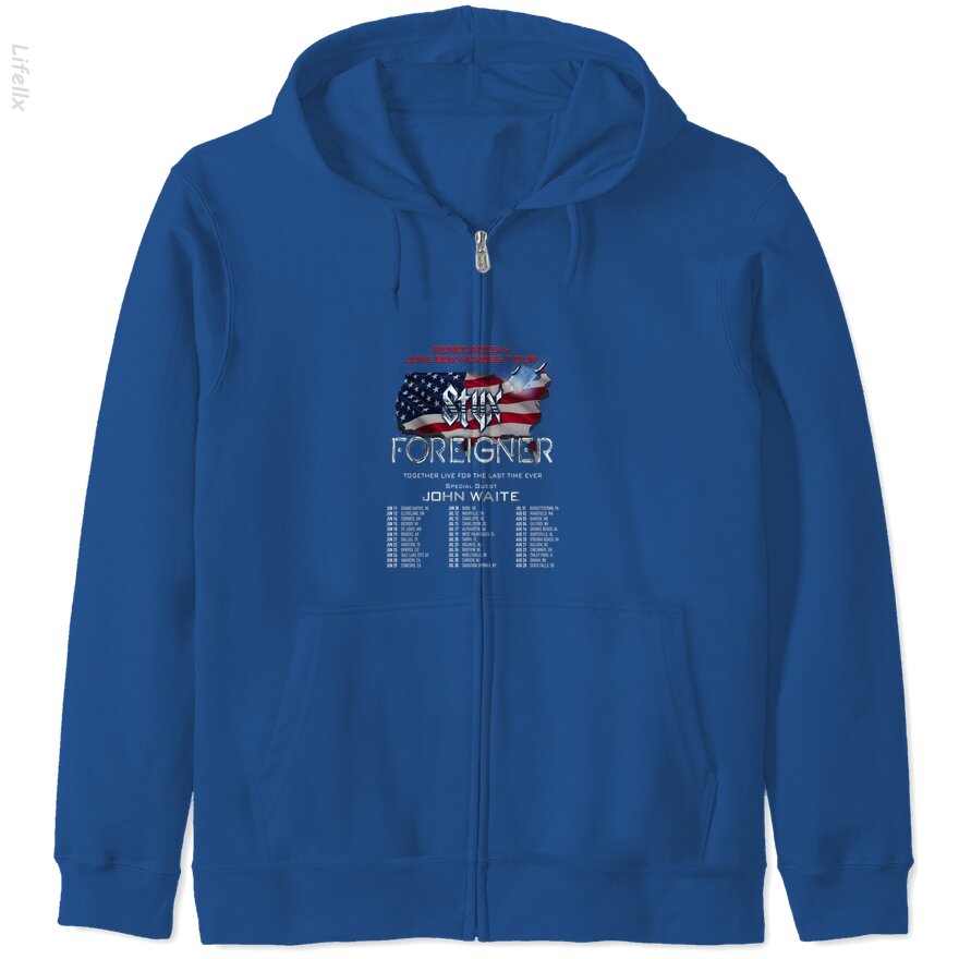 Foreigner en Styxs Tour 2024 Hoodies met rits door @Breez