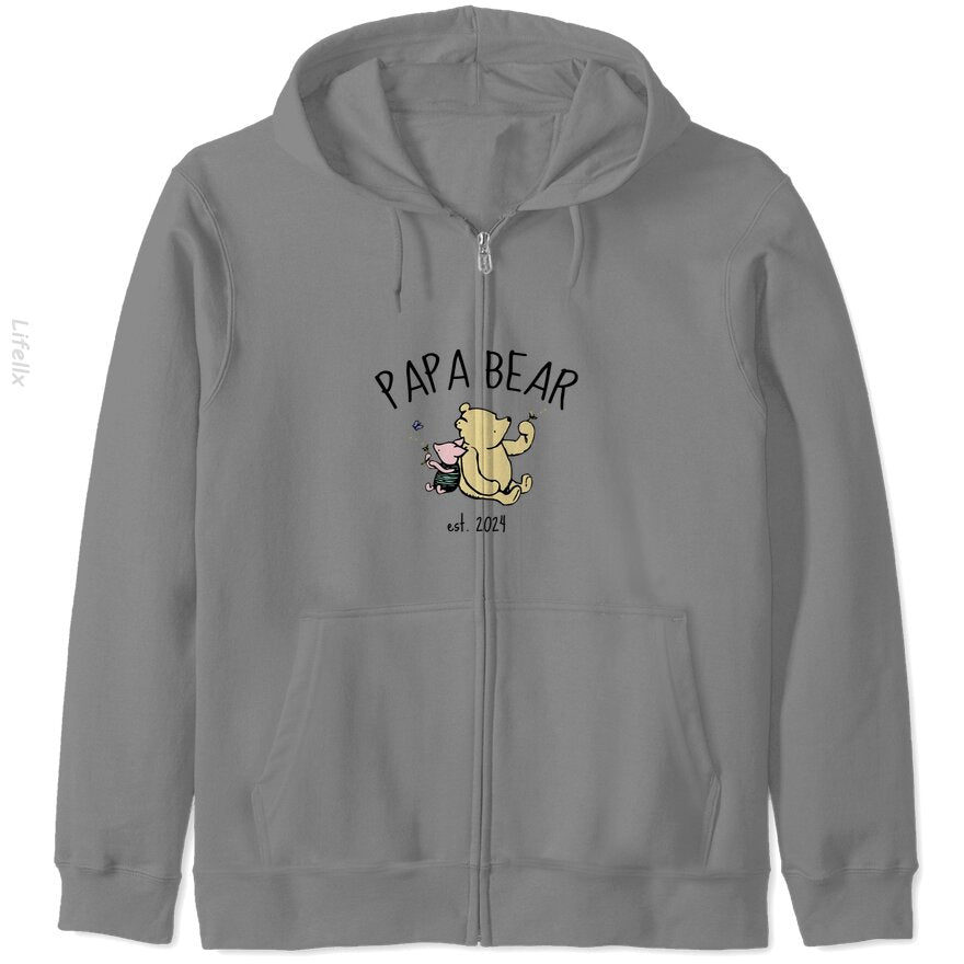 Winnie the Pooh Papa Bear Black Zip Hoodie By @Estani