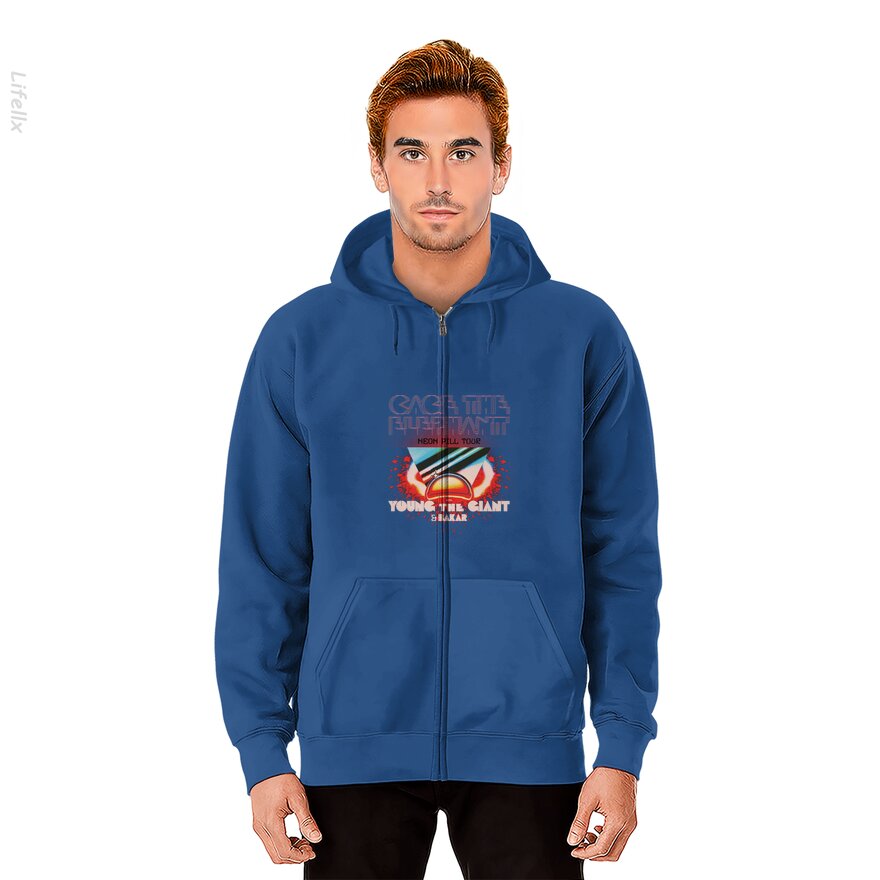 Cage the Elephant - Neon Pil Tour 2024 Hoodie met rits door @Breez