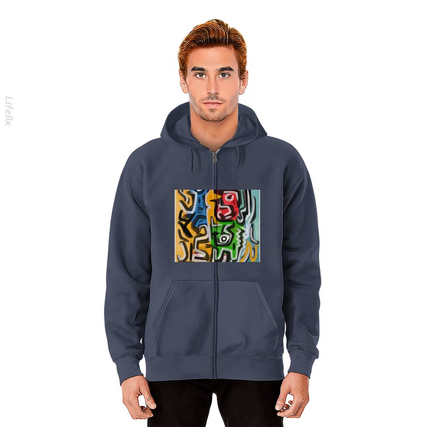 Primitive street art abstract Zip Hoodie By @Silviaro