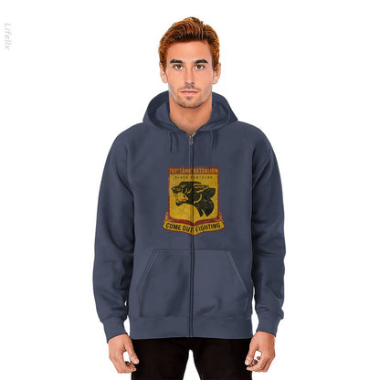 761e Tankbataljon - Zwarte Panters V03 Hoodies met rits door @Breez