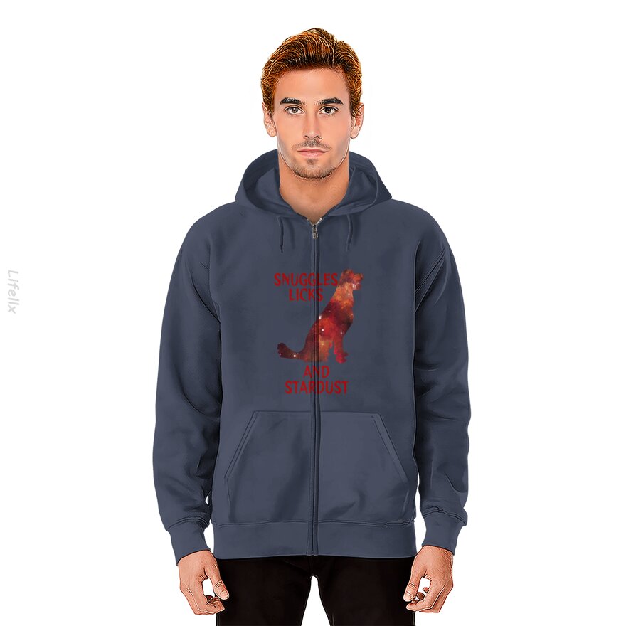 Vurige Robijnrode Golden Retriever van de Melkweg Hoodies met rits door @Breez