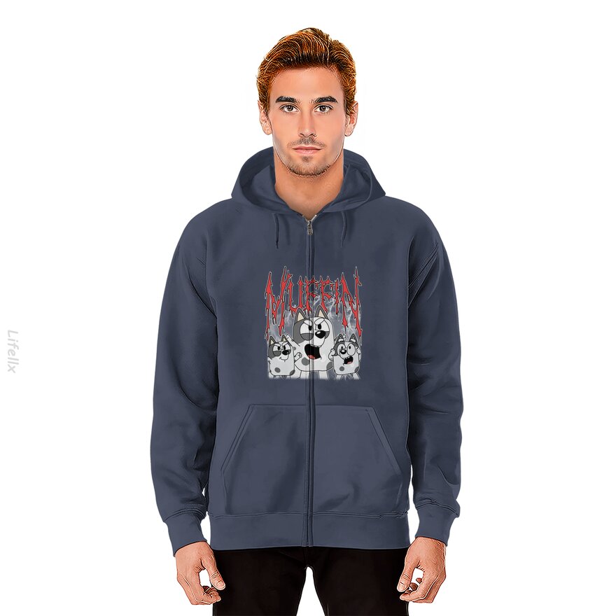 BlueyDad Muffin Metal Zip Hoodie By @Chetan_Art