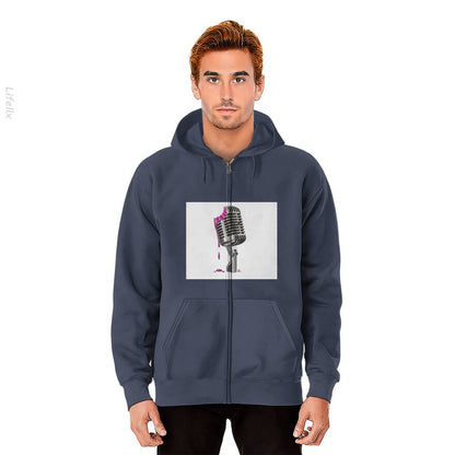 Bite the Microphone Pink Zip Hoodies By @Breez