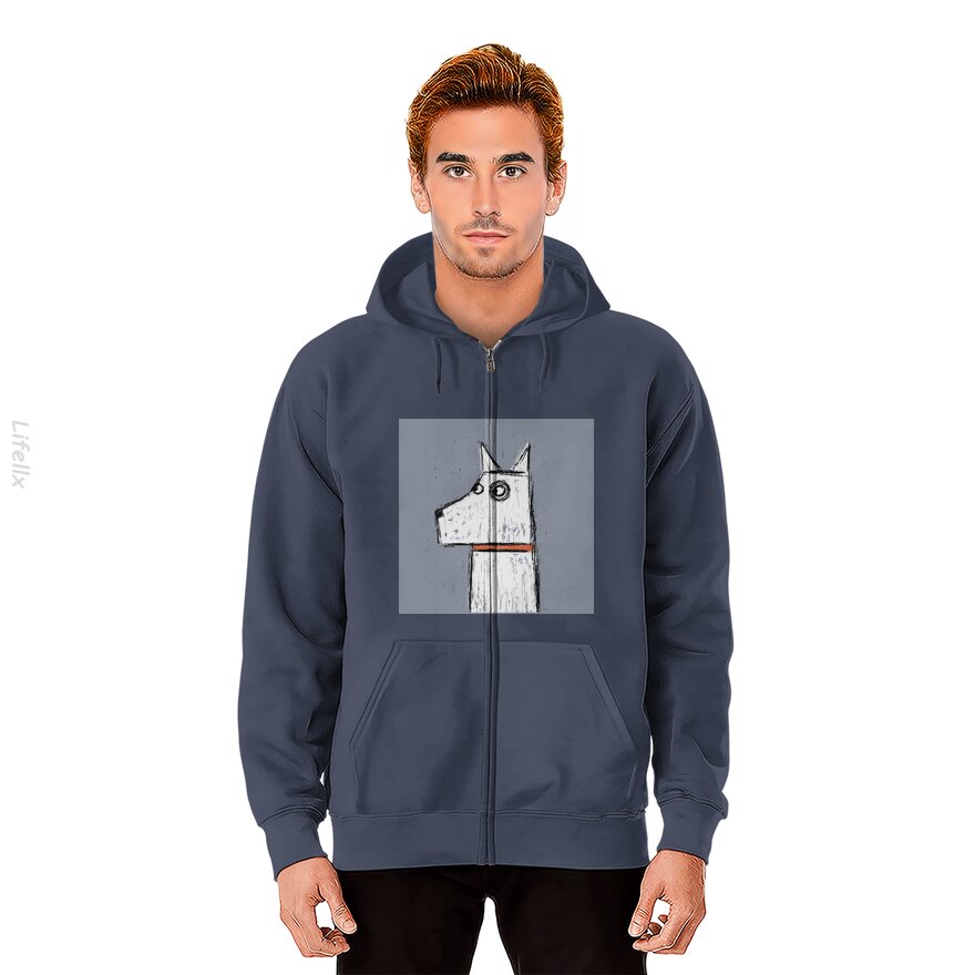 Arthur witte hond Hoodies met rits door @Silviaro