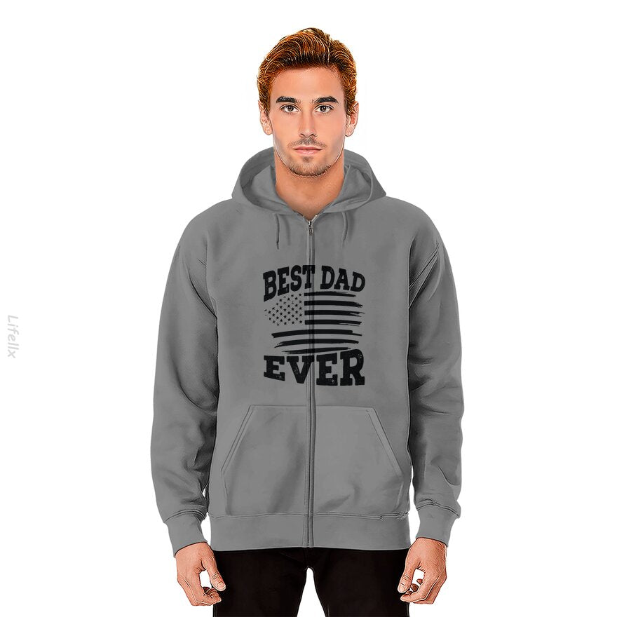 Daddy Dad Papa Fathers Day Family Best Dad Ever Zip Hoodie By @Harold