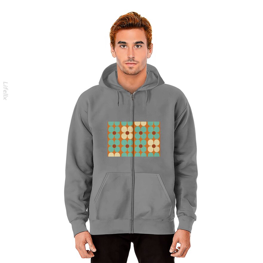 Retro Land Bloemkracht Hoodie met rits door @Breez