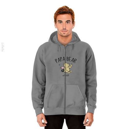 Winnie the Pooh Papa Bear Black Zip Hoodie By @Estani