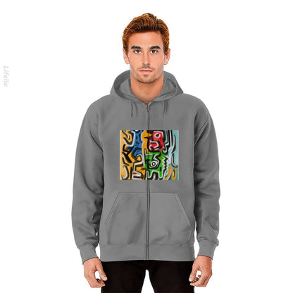 Primitive street art abstract Zip Hoodie By @Silviaro