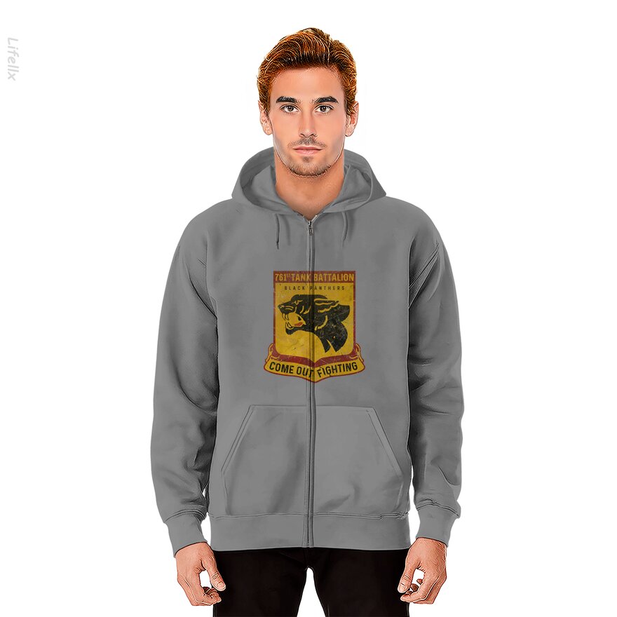 761e Tankbataljon - Zwarte Panters V03 Hoodies met rits door @Breez