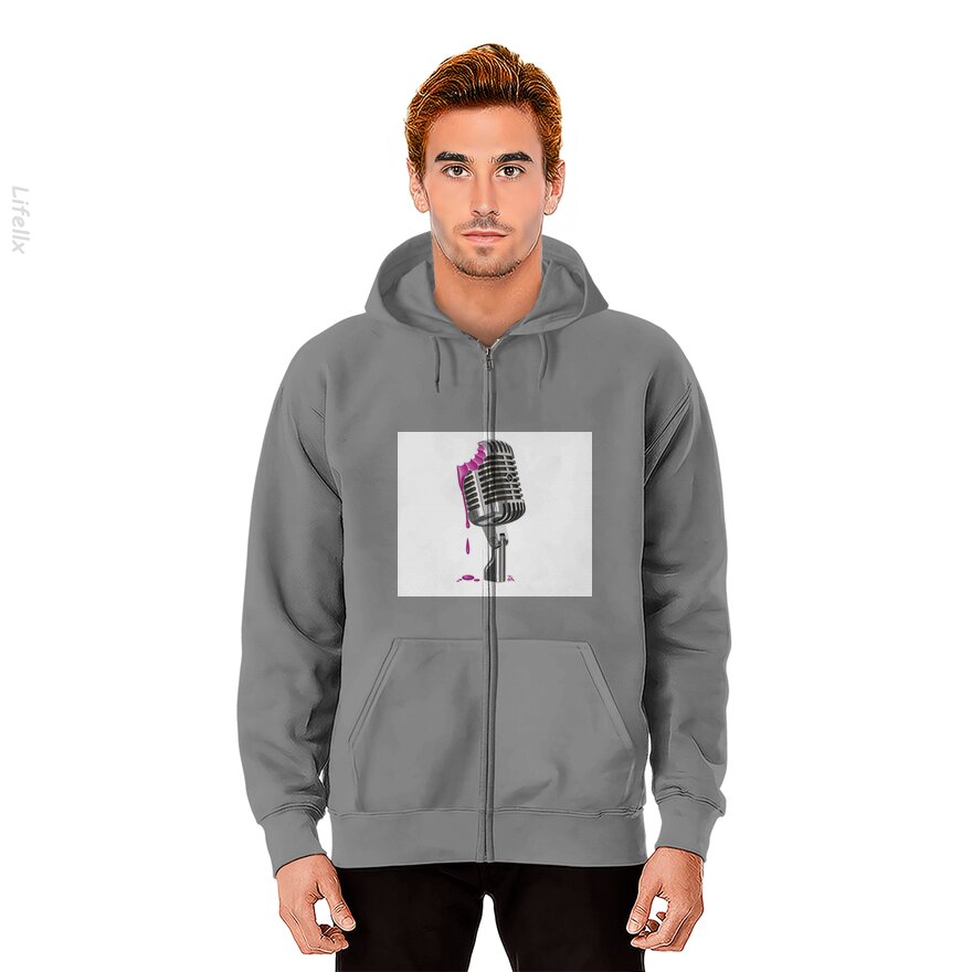 Bite the Microphone Pink Zip Hoodies By @Breez