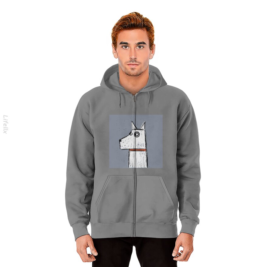 Arthur witte hond Hoodies met rits door @Silviaro