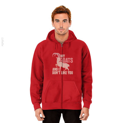 Goat Farming Funny Farmer Zip Hoodies By @Silviaro